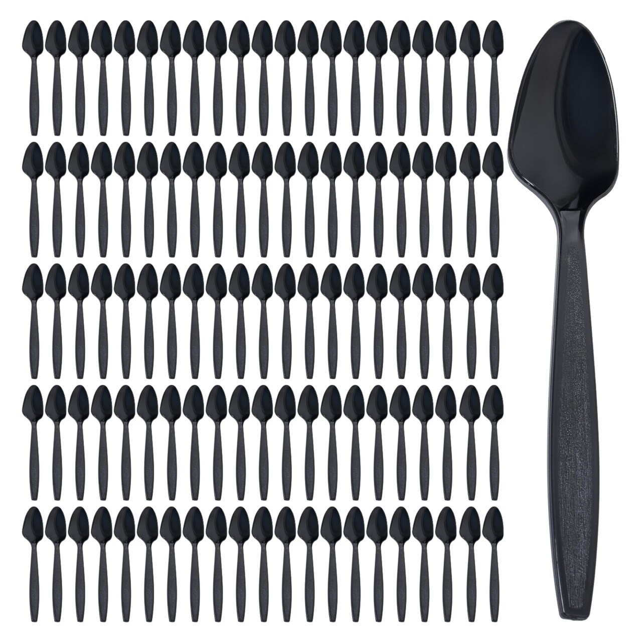 Black Plastic Spoons Bulk - Durable Disposable Plastic Silverware Spoons 300